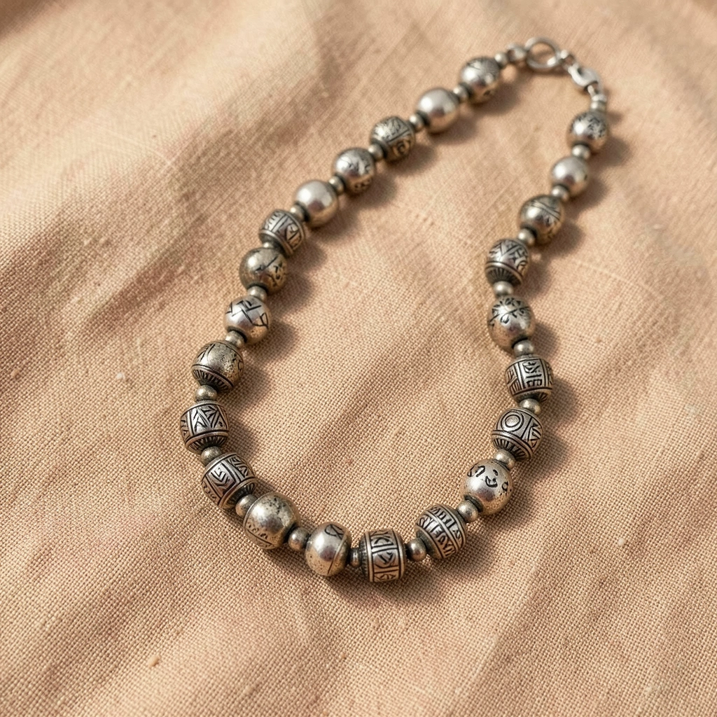 Ethnic silver necklace — available